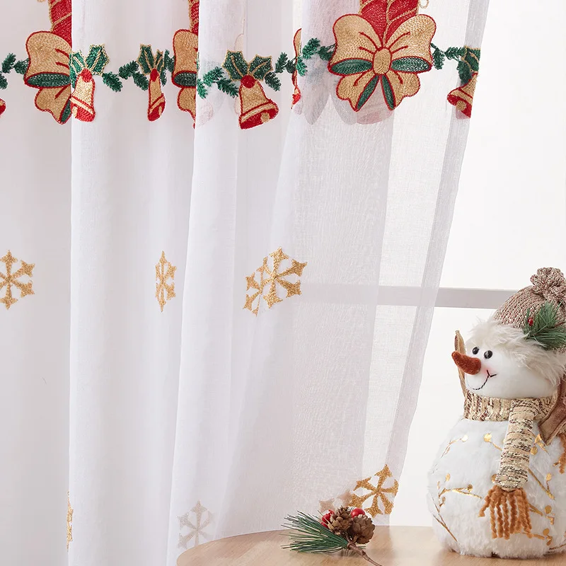 クリスマス柄のカーテン、アメリカンスタイル、雪の結晶刺繍、シ - Curtain Rods のレビューと価格