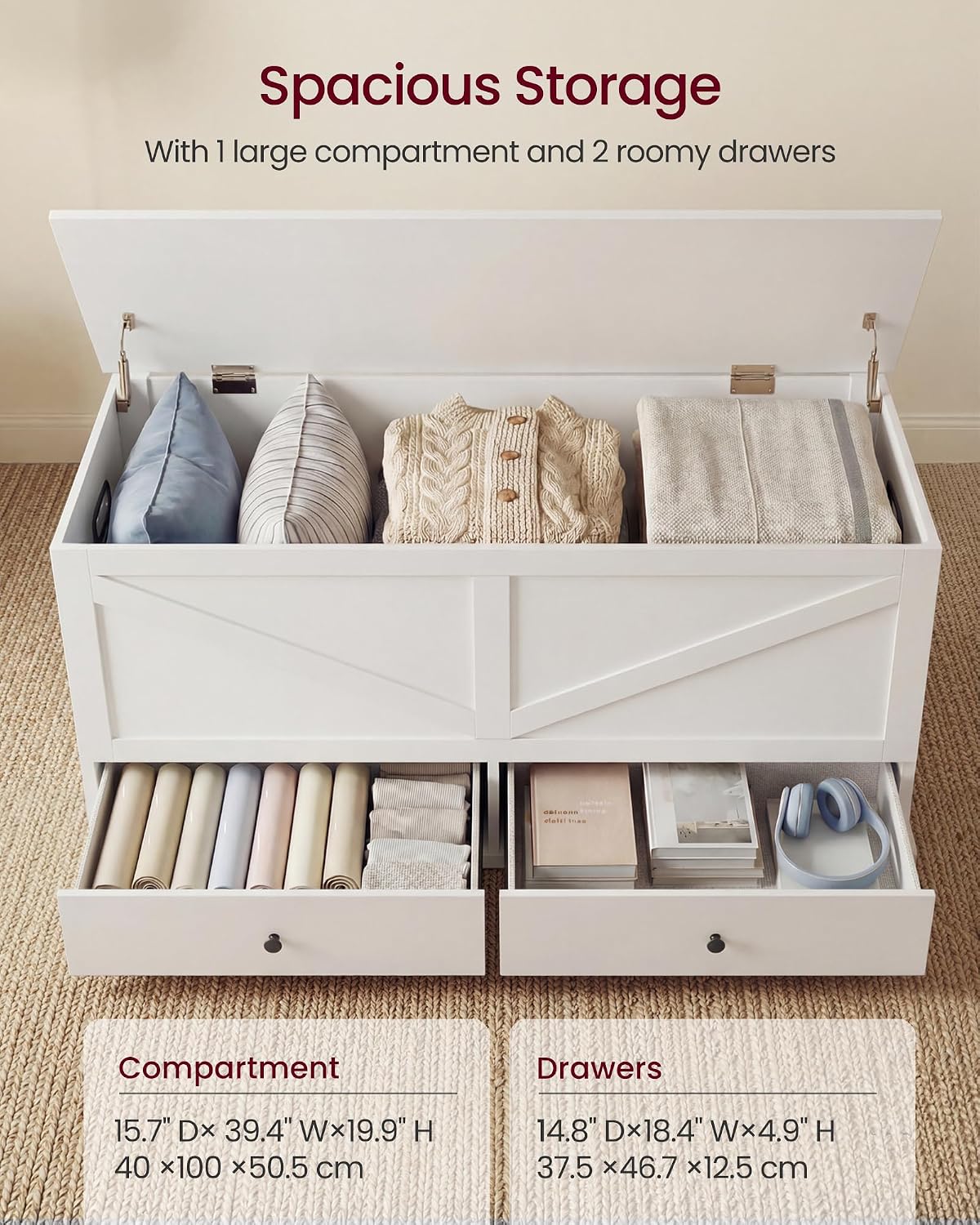 ファームハウス風収納チェスト（引き出し付き）、木製玄関ベンチ - Cabinet Hinges のレビューと価格
