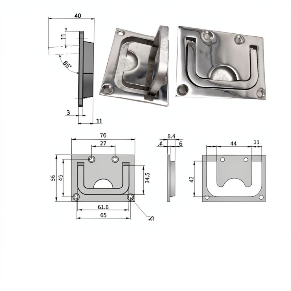隠し式フラッシュリングハンドル、316ステンレス製、船舶用デ - Door Handle のレビューと価格