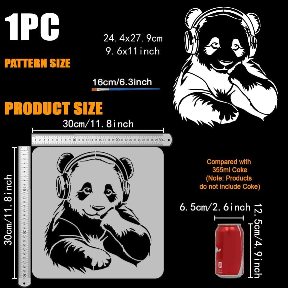 パンダステンシル ペイントブラシ付き 11.8x11.8イン - Paint Brush のレビューと価格