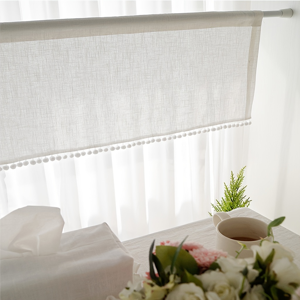 1Pc クロスガーゼボールショートカーテン、ボヘミアン牧歌的 - Curtain Rods のレビューと価格