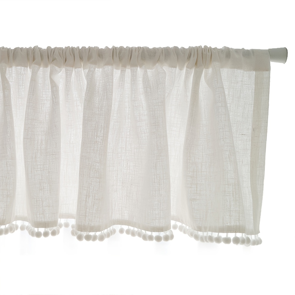 1Pc クロスガーゼボールショートカーテン、ボヘミアン牧歌的 - Curtain Rods のレビューと価格