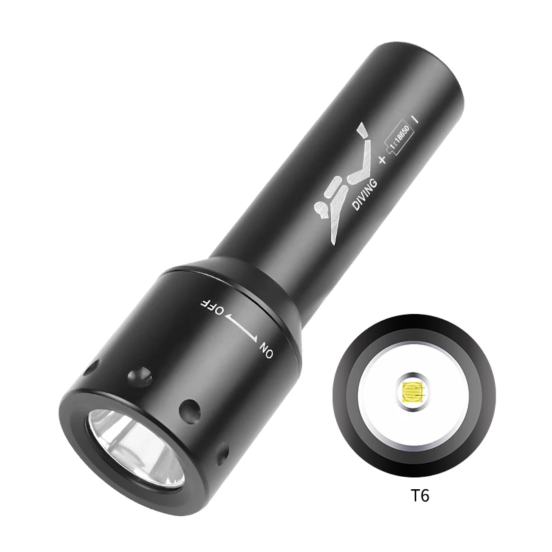 新しい T6 LED ダイビングトーチ長距離水中作業写真照明 - Light Switch のレビューと価格