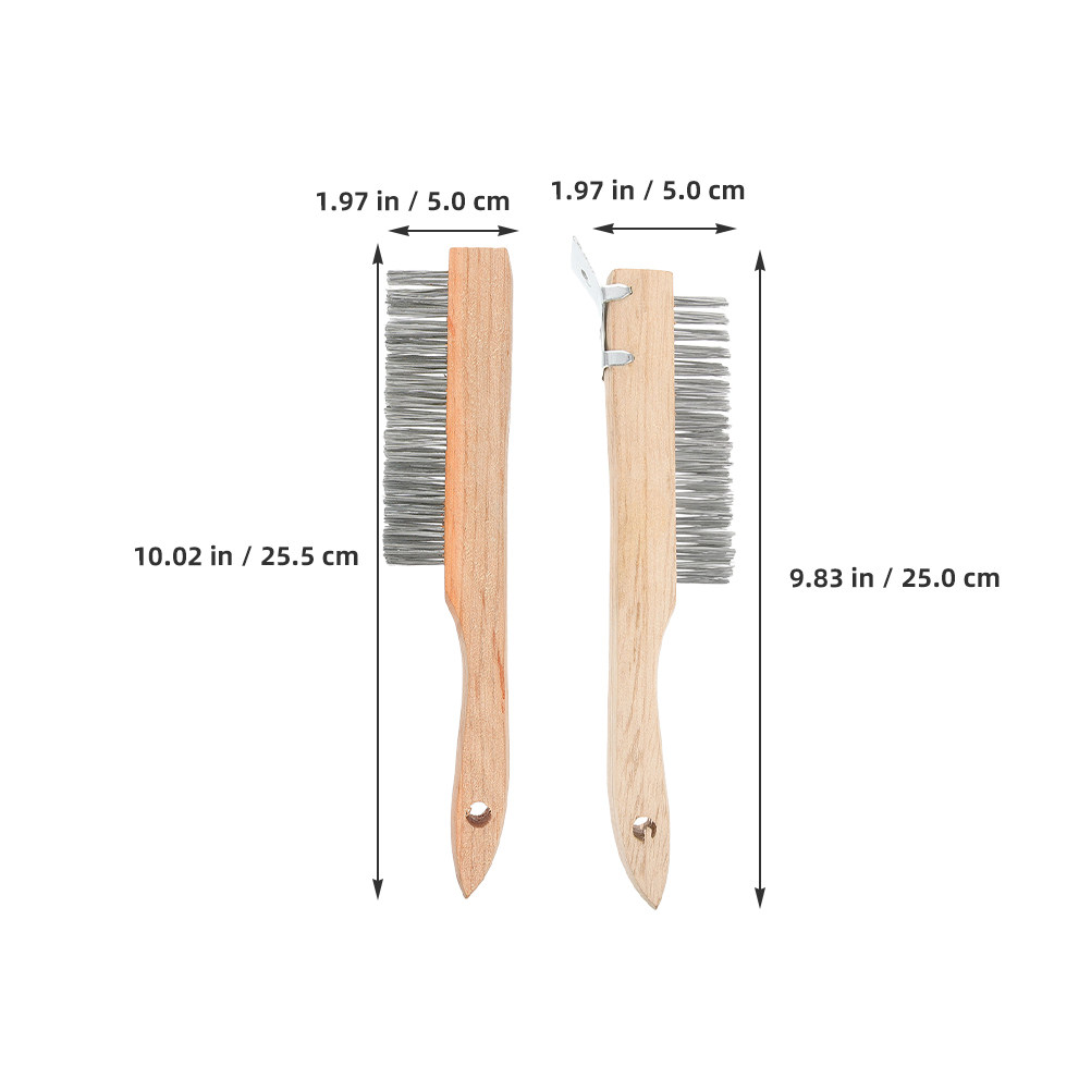2本セット、頑丈なスチールワイヤーブラシ、木製ハンドル、錆除 - Paint Brush のレビューと価格