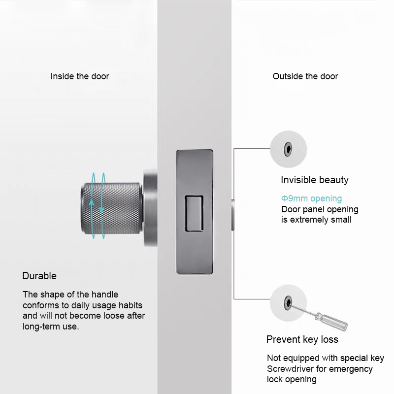 モダンな木製ゴールドの静音式丸型ドアハンドル。隠し錠、ブラッ - Door Handle のレビューと価格