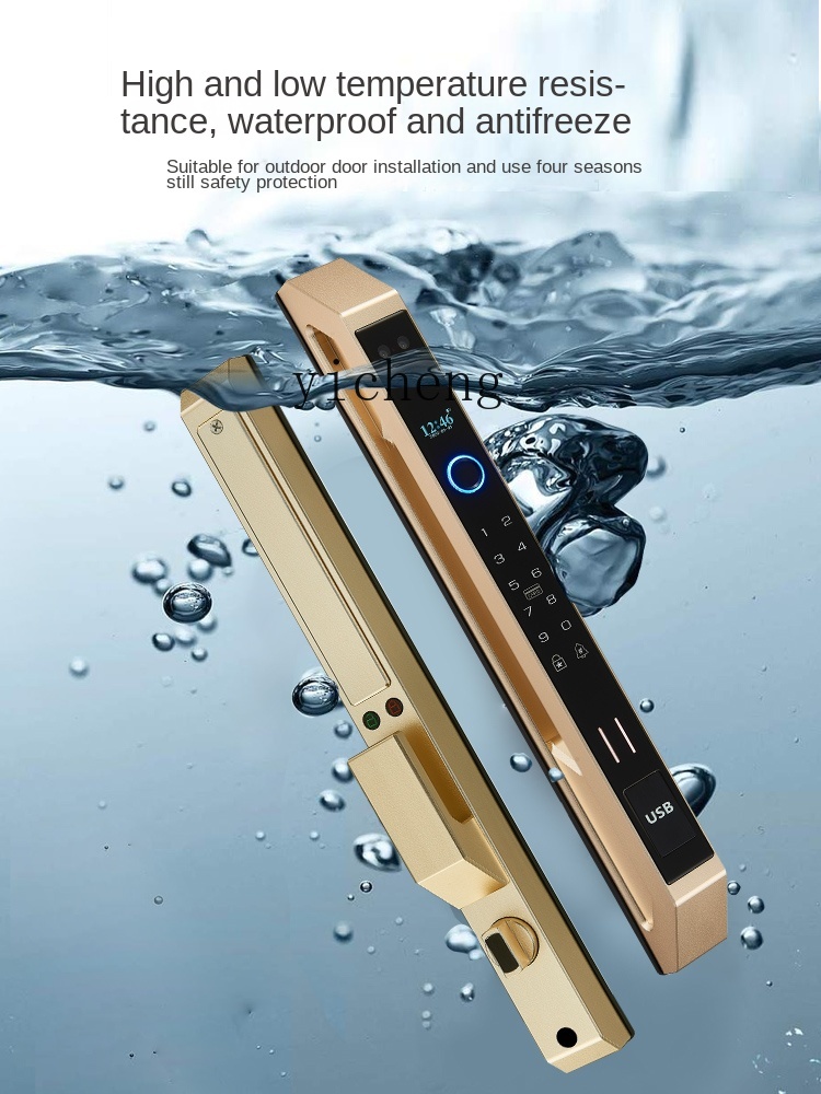 cc29自動遮断式アルミ指紋認証ロック3D顔認証水平移動スラ - Door Lock のレビューと価格